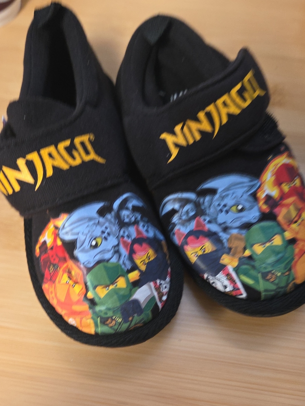 H&M Black Kids Slip-On Ninjago Character Slippers with Multicolor Graphics